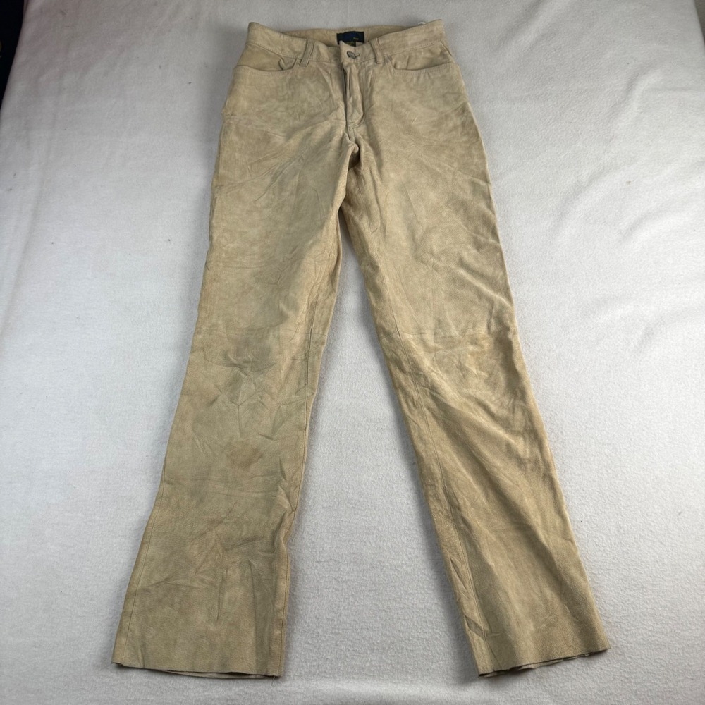 JouJou Skins Womens Tan Suede Leather Straight Leg Pants Size 5/6 RN53728